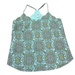 J. Crew Factory Teal Paisley Printed Scalloped Cami Top Size 4